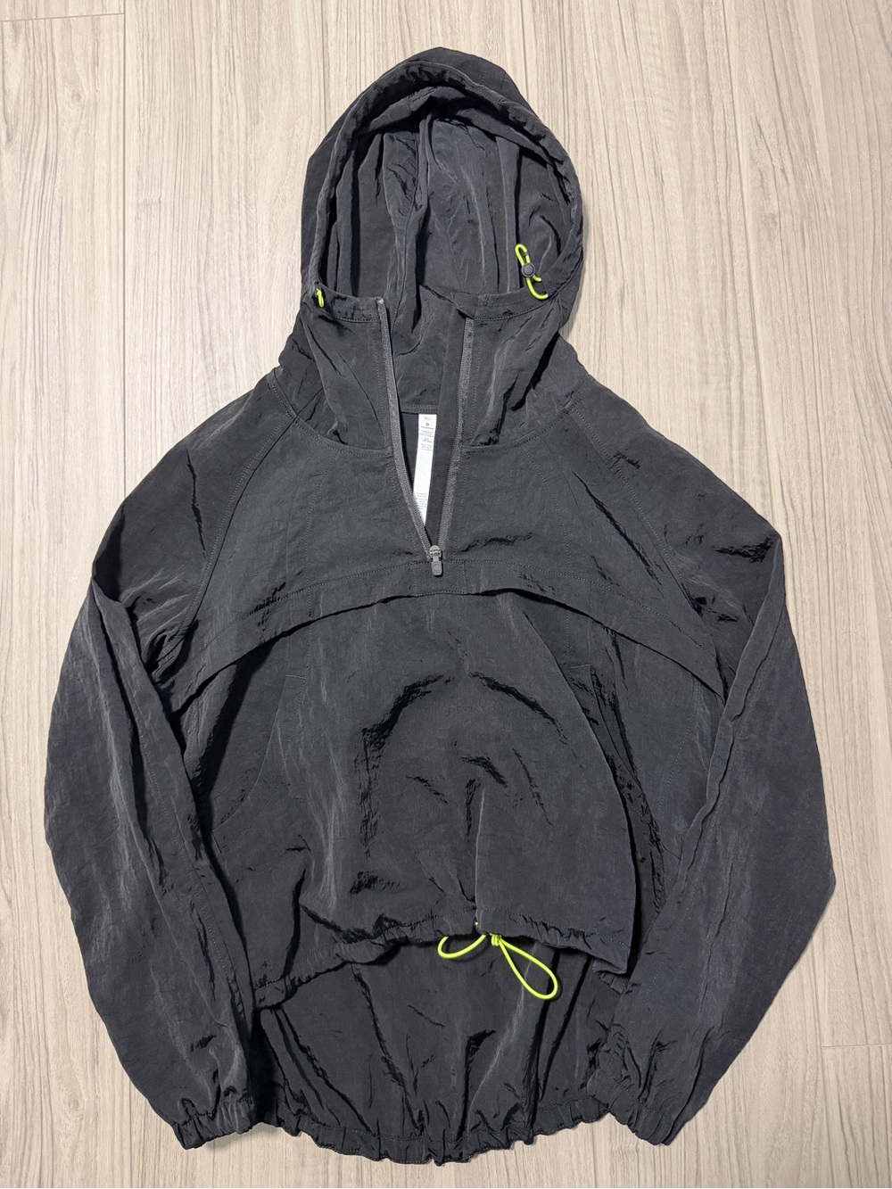 lululemon athletica Black Half-Zip Hooded Pullover with Neon Yellow Accents